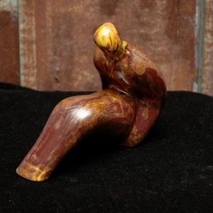 Mid Century Modern Hygge Statue Figure Glittery Gold Maroon Mustard Yellow Mod